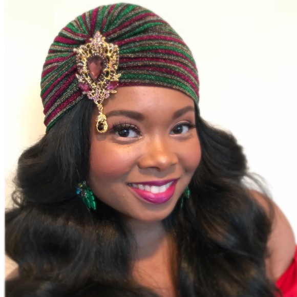 “Retro Lady” Turban & Brooch Combo - Picture 4 of 5